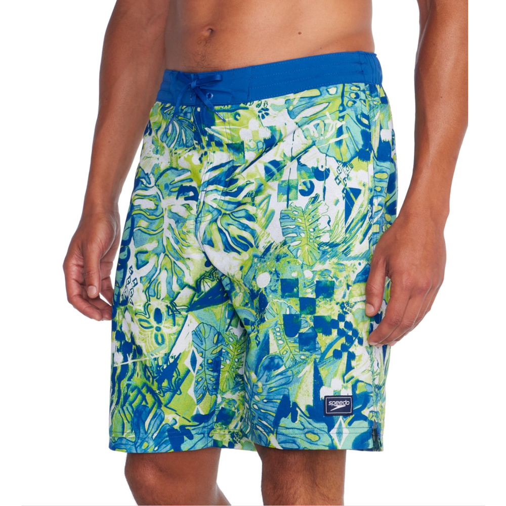 Speedo Men Printed Bondi Basin 9" Boardshorts Harlequin Green Size M